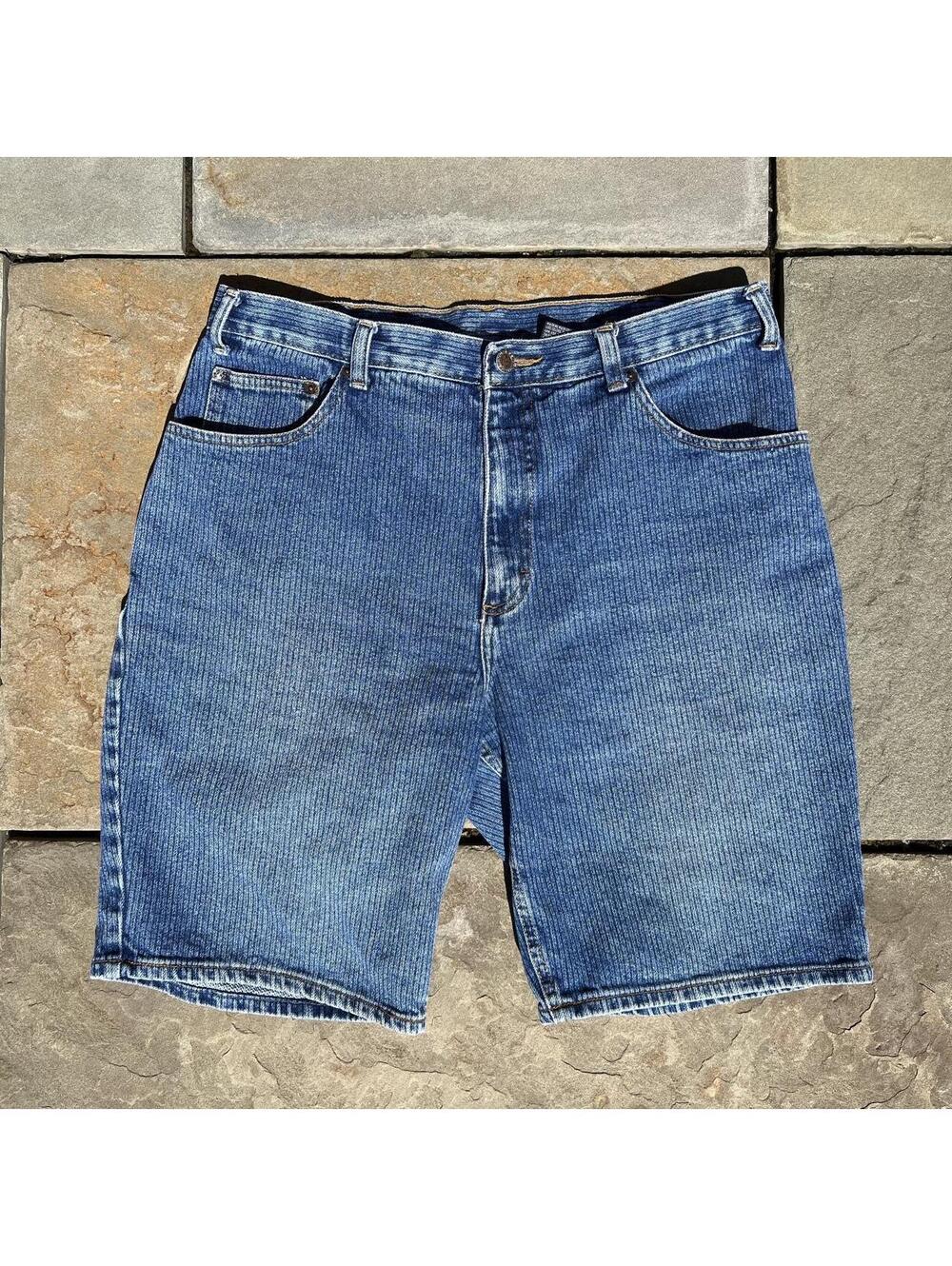 Y2K Denim Stripe Woven Shorts
